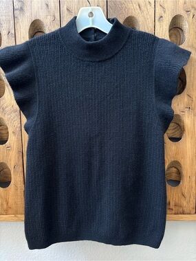 Black 100% cashmere  Mock Neck Sweater Top